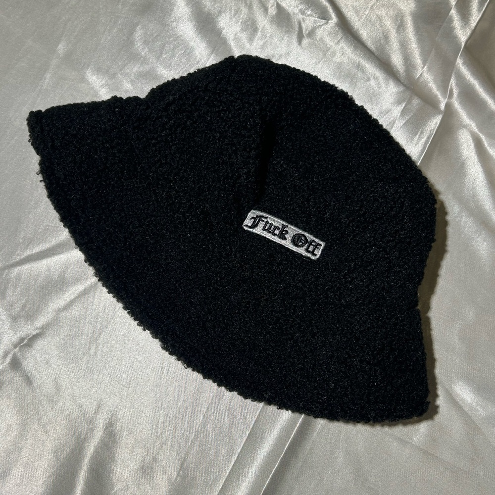 Edgy Black Bucket Hat with Bold Text